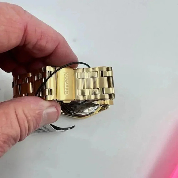 NEW Citizen Corso Eco-Drive Wrist Watch Gold Stainless Steel Blue Dial Mens - Picture 7 of 7